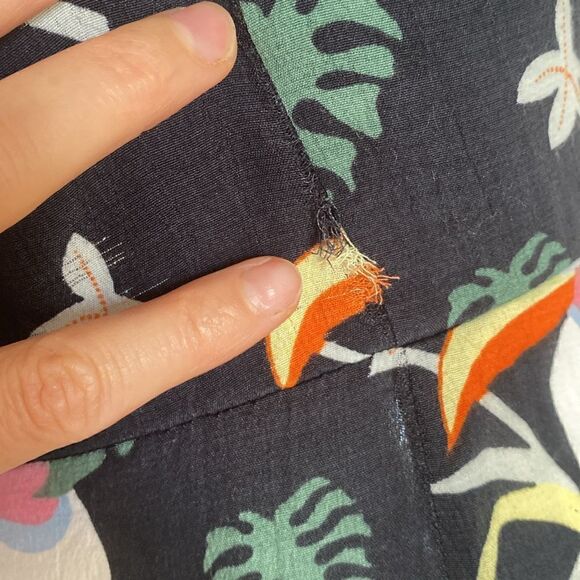 & Other Stories Black Toucan Tropical Mini Dress Size 6 - Picture 15 of 16